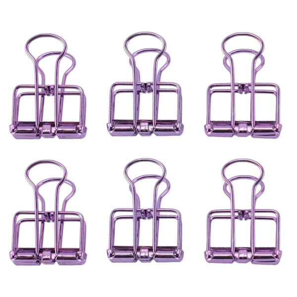30 stk. Wire Binder Clips Metalbelægning Rustfrit Stål Papirklemmer til Dokument Scrapbog Kvitteringer Lilla