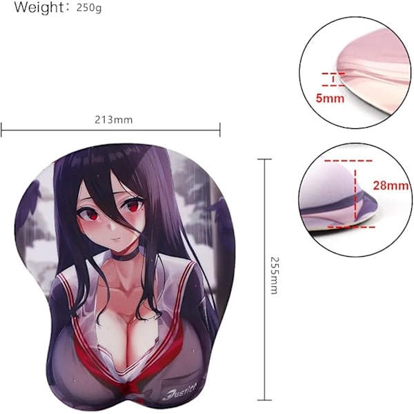 3D Anime Smuk Pige Skønhed Håndledsstøtte Musemåtte - Tegneserie Skridsikker Gaming Musemåtter, Silikone Anime Sød Pige Musemåtte til Computer, Bærbar-Cl