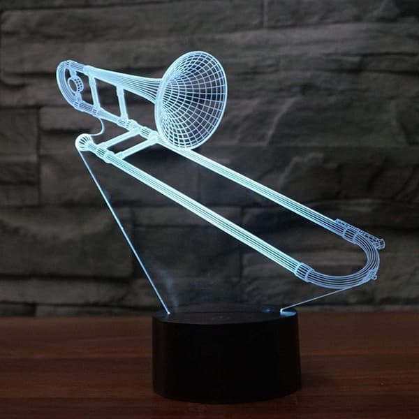 3D Kreative Gaver Trombone LED Lampe Abstrakt Optisk Illusjon