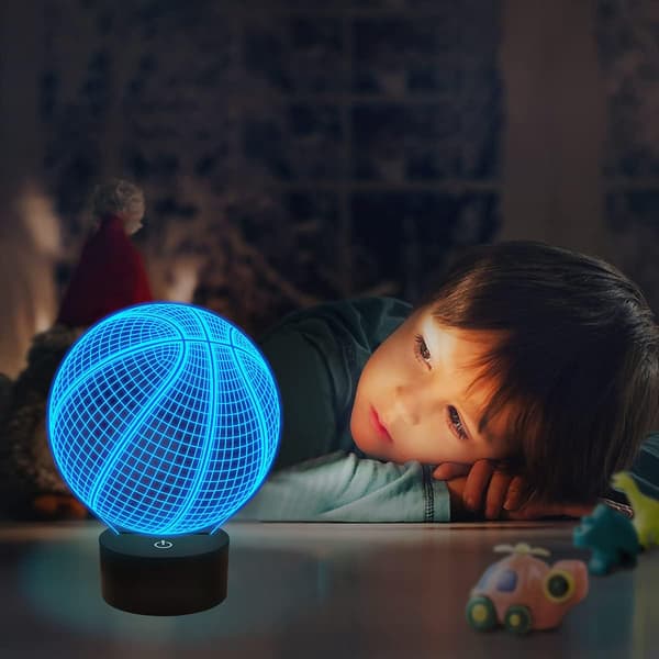 Basketball 3D Nattlys Bursdagsgave Lampe, Lysende Basket