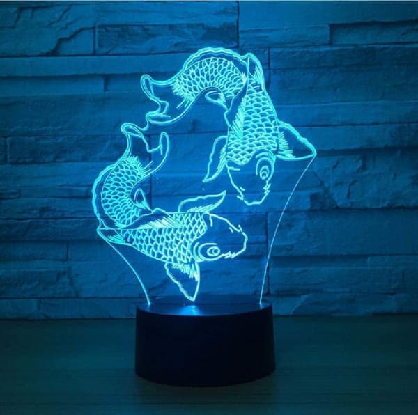 Dyrefisklamper for hjemmeinnredning 3D-illusjon Nattlys Tou