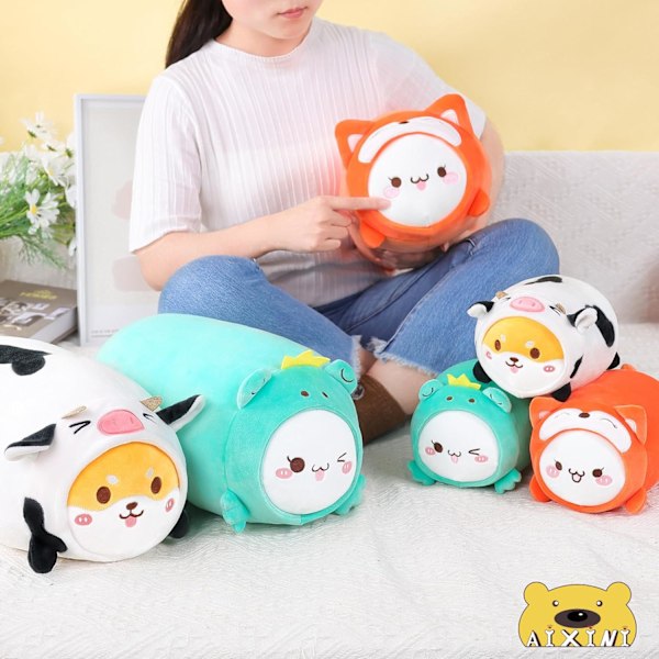 Söt Katt-Räv Plyschkudde Kattunge Rävar Plyschdjur, Mjuk Kawaii Katt Plushie med Rävdräkt, Kramande Plysch Mjuk Kudde Leksakspresenter för Barn 40cm
