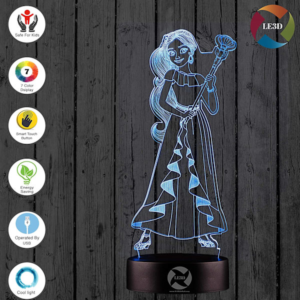 3D optisk illusionsnattlampa - 7 LED-färgförändrande lampa