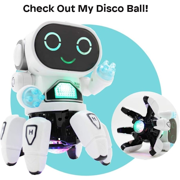 Pioneer Dansende Robot - Gående Dansende Elektronisk Robot Legetøj til Børn med Disco Blinkende Lys og Dansemusik - Batteridrevet Rose red