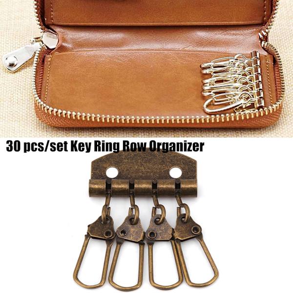 30 kpl/setti Retro-avainrengaslompakko Avainrengasrivi Järjestäjä Diy Nahkatyötarvikkeet (4 koukkua)