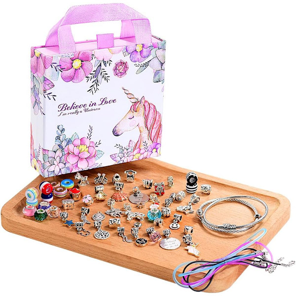 Sæt til armbånd med charms, et legetøj til enhjørningspiger, der inspirerer kreativitet og fantasi, håndværk til alderen 8-12 med smykkefremstilling og kunstkit Perfekt G