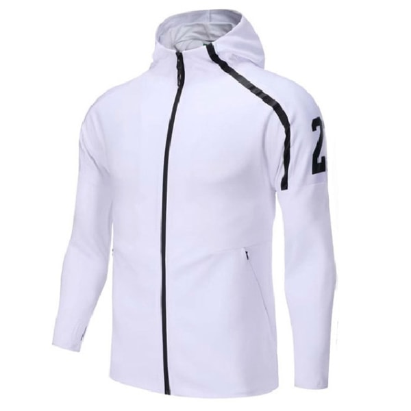 Män Sportkläder Set Fotbollströja Fotboll Träningskläder Herr Löphuvjackor Långärmad träningsoverall Sporting Sweat Suit,Jersey vit,XL