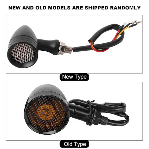 Universal Motorcykel Retro Bullet Galler LED Blinkers Bromsljus Metallskal Blinkers Svart Skal Gul Lins
