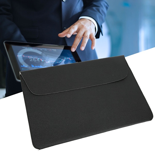 Laptop Sleeve Case Soft PU Læder Computer Beskyttende Håndtaske med Krog og Loop Fastener12in
