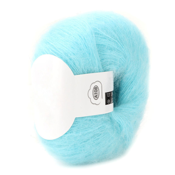 Populær blød mohair pashm strik angora lang uldgarn varm (lyseblå)