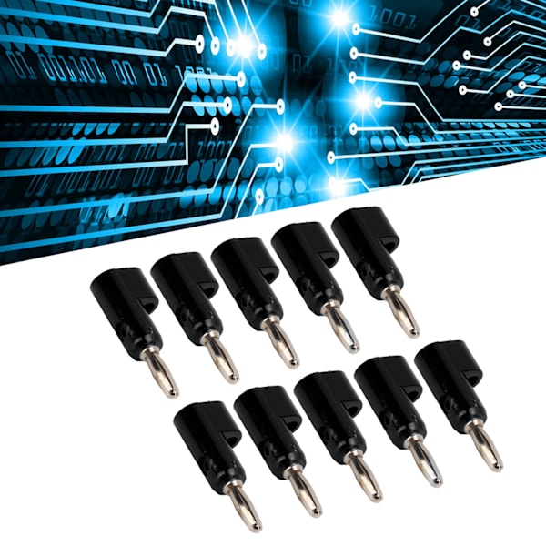 10 st/set 4mm Lödfria Bananpluggar Stapelbara Öppna Skruvar 30V AC‑60V DC Max 24A för Elektronik Industriutrustning Black