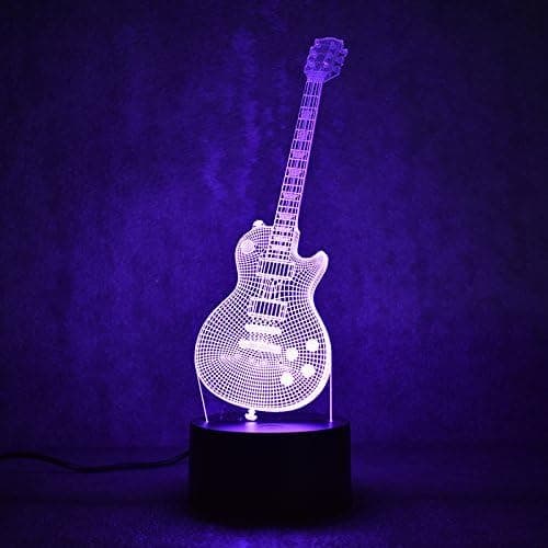 3D Musik Elektrisk Basgitarr Nattljuslampa USB Touch Swi