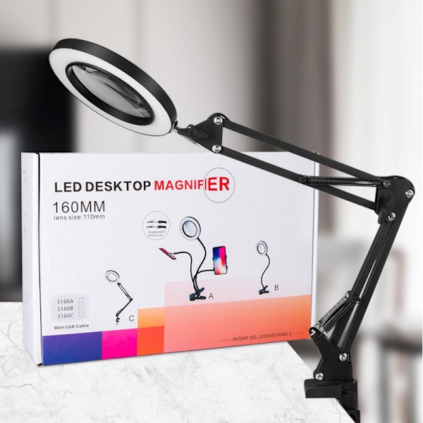 10x LED-förstoringsglas med ljus, steglös dimbar, 3 Co