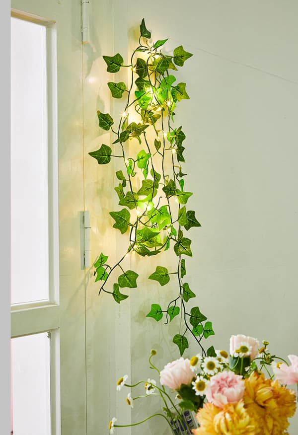 Solar Rattan Lys Udendørs Realistiske Plante Lys String L E 50LED