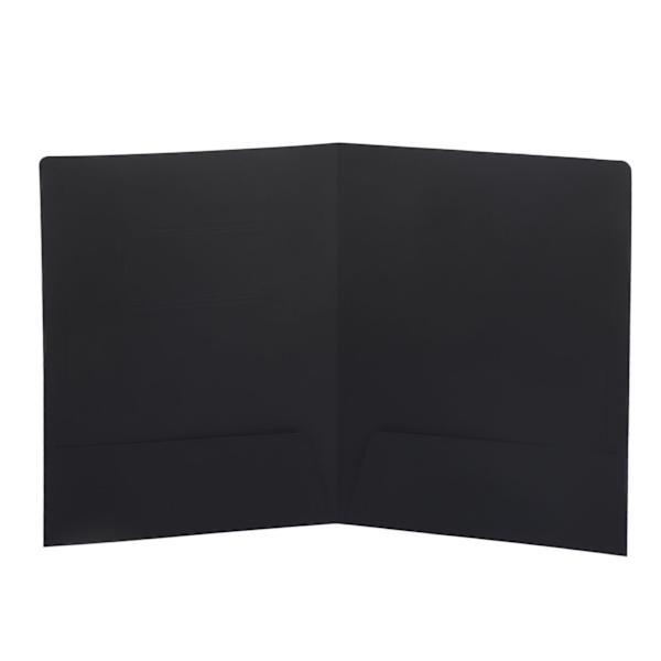Fickmapp L-formad mapp Bevel-design Inbyggd ficka Bekväm att sätta papper Mapp Dubbel plugg Svart