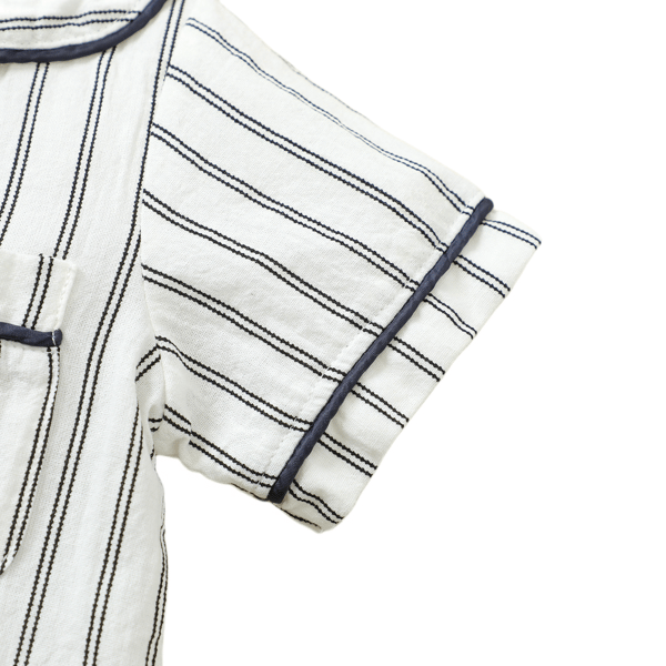 Stripete pyjamassett med korte ermer for smågutter, S (Hvit)