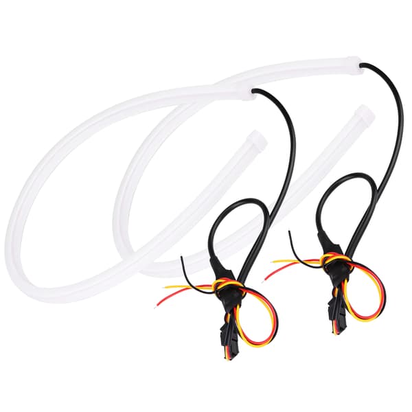 2*45cm Bil 12V Fleksibel Blød Rørguide LED Strip DRL Lys Blinklys Blå&Gul
