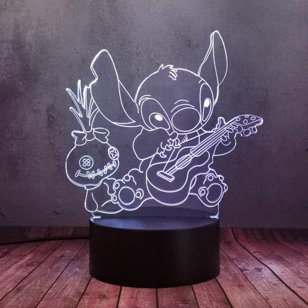 Stitch og Lilo Scrump 3D-lampe Optisk LED-nattlys, Tedd