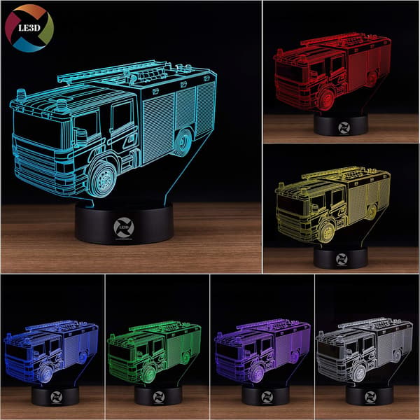 3D Optisk Illusjon Nattlys - 7 LED Fargeskiftende Lampe