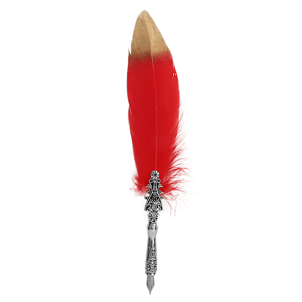 Europæisk Retro Fjer Dip Pen Legering Nibs Kalligrafi Skrivepen Gave (Rød)
