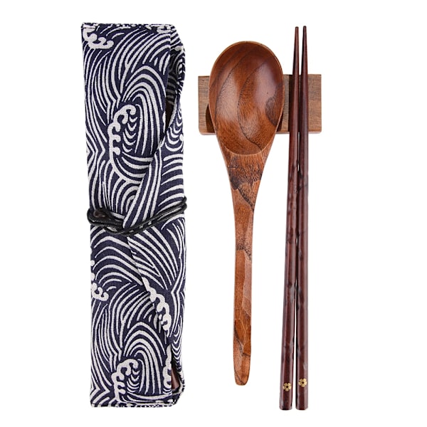 Träsked Träpinnar Bestick Set Bärbar Utomhus Resebestick (#03)