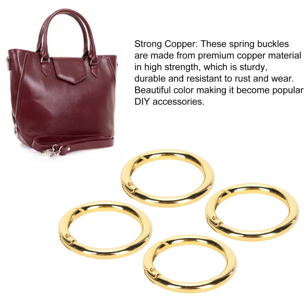 20 stk Spring O-ringe 1,61 tommer diameter 0,2 tommer tykt stærkt kobber Kompakt fjederspænder til nøglering halskæde smykker DIY guldfarve
