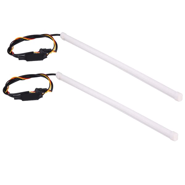2*30cm Bil 12V Fleksibel Blød Rørguide LED Strip DRL Lys Blinklys Blå&Gul