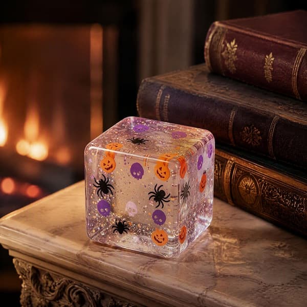 Klar Halloween Fidget Cube, TPR Sakte-rebound Sensorisk Klemmeleke med Tema for Angstlindring og Festdekor Transparency
