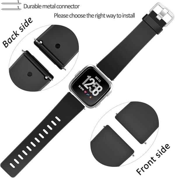 Smartwatch-rem til Fitbit Versa Smartwatch, Versa 2 og Versa Lite SE ure til kvinder og mænd (Sort-L)