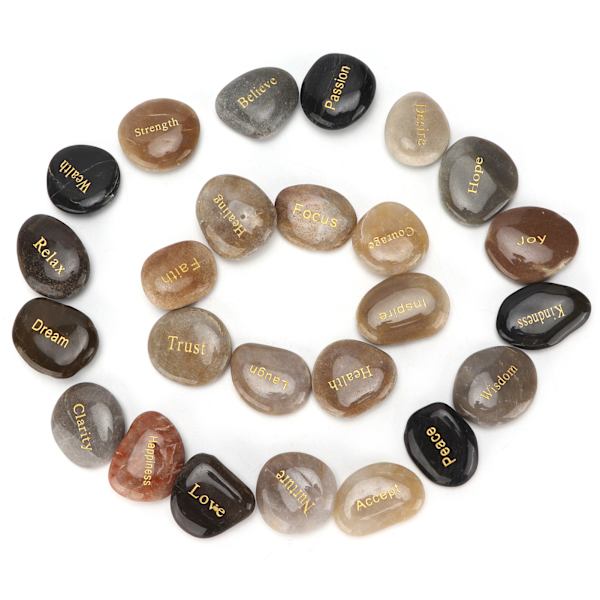 Pebbles Naturlige Polerede Bogstaver Sten Små Dekorative Ornamentale Flodsten til Meditation Spådom