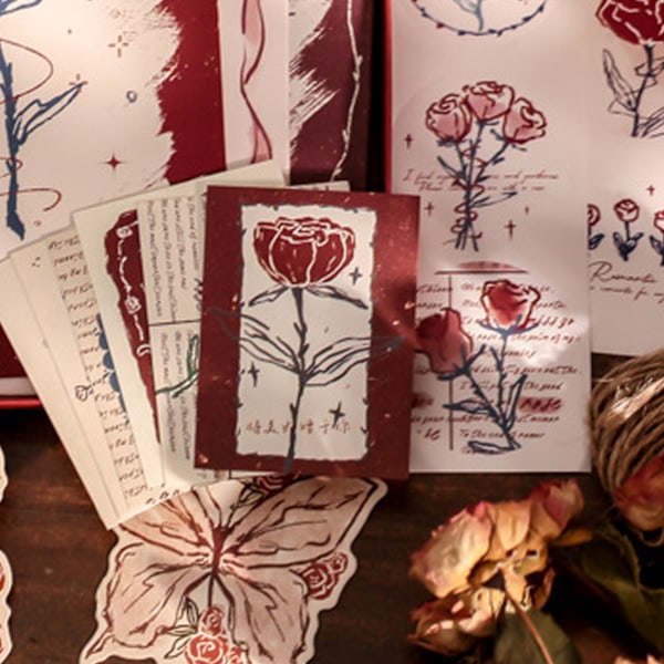Romantisk brevpapir Vintage Unik Botanisk og Blomster Brevark Blessing Writting Paper