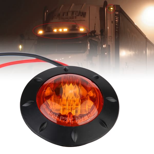 12V 4LED Mini Rund Sidemarker Forseglingslys Lampe Grommet Montering for Tilhenger Lastebil Bobil Hvit