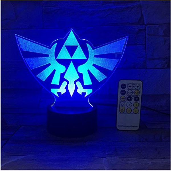 The Legend of Zelda Triangel 3D USB LED Nattlampa 7 Färger Illusion Lampa Touch eller Fjärrkontroll Barn Sovrum Skrivbordslampa