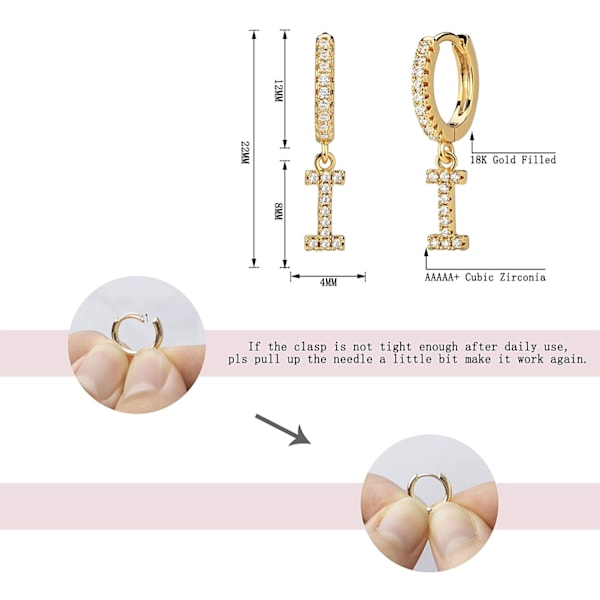 AVEKI 18K Delikat förgylld Pave Cubic Zirconia Brev Charm