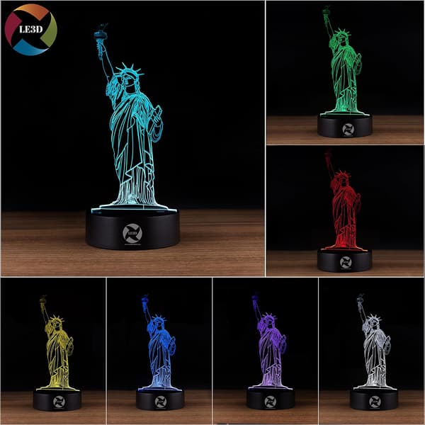3D Optisk Illusions Natlampe - 7 LED Farveskiftende Lampe