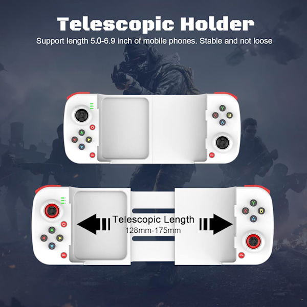 Bluetooth-kontroller för iPhone, Android, direkt spel, låg latens, telefonkontroller spelkontroll joystick för Galaxy S23 S22 S21 20 Ultra, iPhone 14 13 1 White