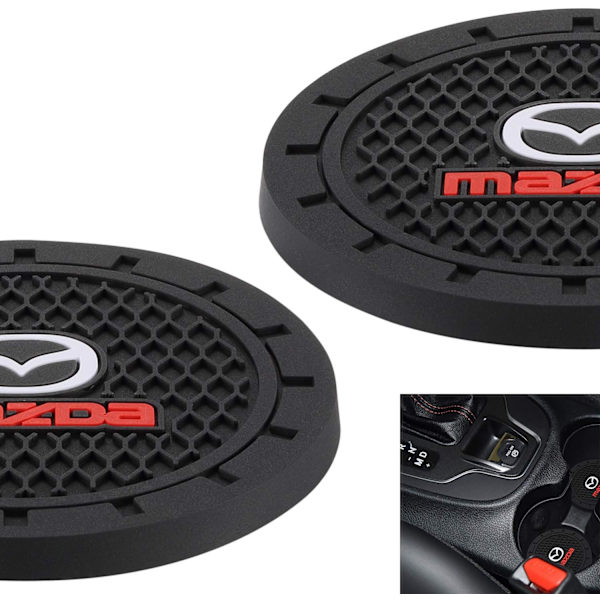 Bilinredning Tillbehör för Mazda Cup Holder Insert Coaster - Silikon Anti Slip Cup Mat för Mazda 3 6 CX-3 CX-5 CX-9 MX-5 (Set om 2, 2,75\" Diameter)