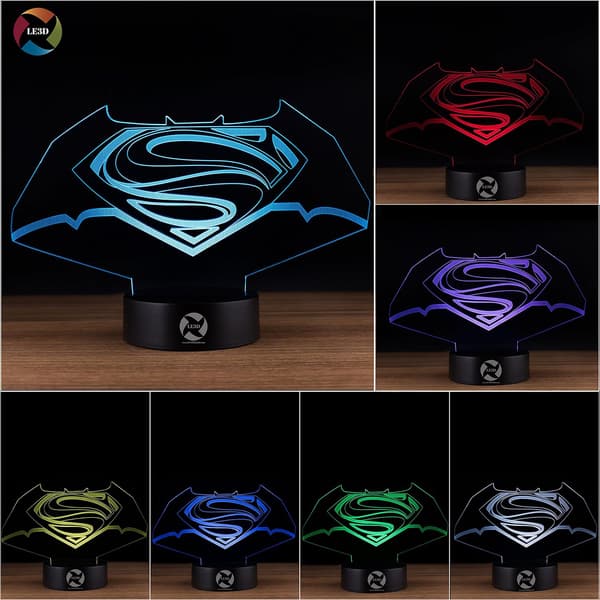 3D Optisk Illusjon Nattlys - 7 LED Fargeskiftende Lampe