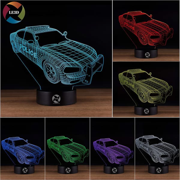 3D Optisk Illusions Natlampe - 7 LED Farveskiftende Lampe