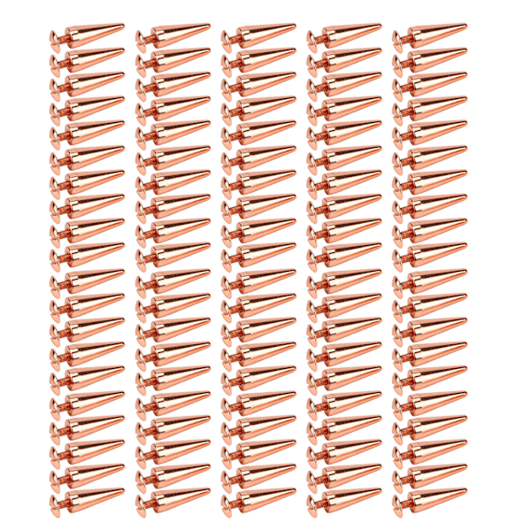 100set Punk Cone Spikes Nitar Roséguld Spetsiga Galvanisering Burr Free Clear Thread Mässing Spikes Nitar Rock Nitar 10x28mm