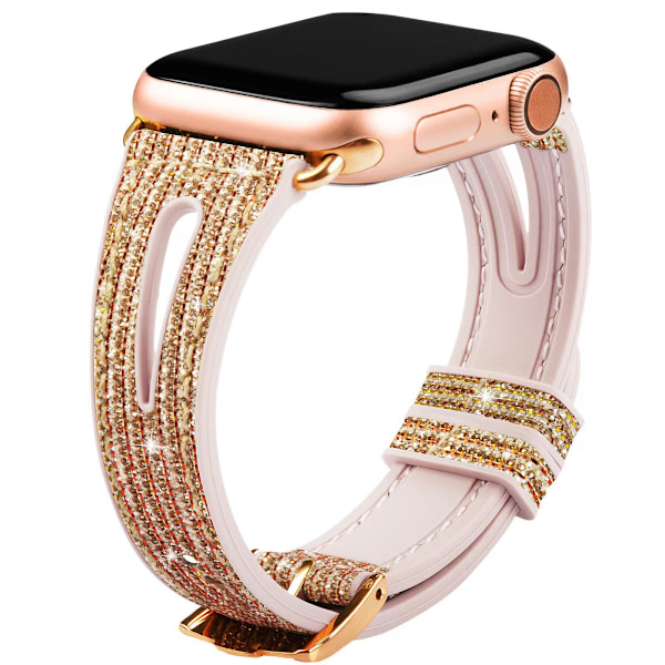 For Bling Tyndbånd til Apple Watch Bands 41mm 40mm 38mm Serie 7 SE 6 5 4 3 2 1, Kvinder Silikon Glitter Rem Tilbehør Kompatibel med iWatch Alle