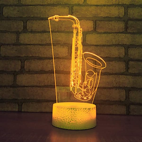 3D Saxofon Natlampe Illusion Natlampe 7 Farve Ch