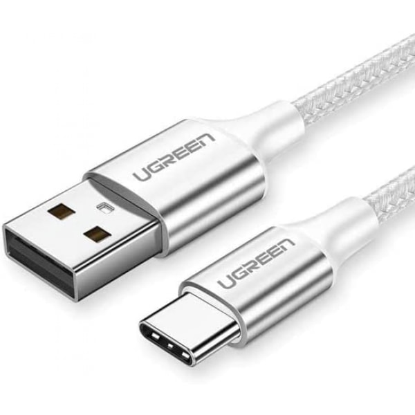 Flät USB Type-C laddnings- och datakabel, vit, 1 meter