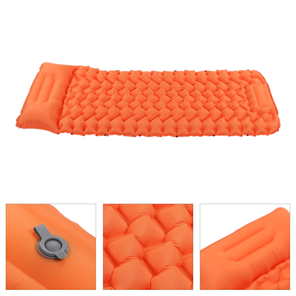 Oransje Camping Soveunderlag Vanntett Nylon Ergonomisk Støtte Fot Trykk Oppblåsing Camping Madrass for Utendørs Hjemmekontor
