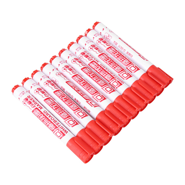 10 st set Oriental NOn-toxiska raderbara whiteboardpennor Skolmaterial (röd)