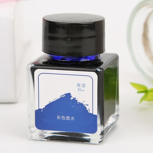 Blækpatron til fyldepen, ikke-carbonblæk, 12 farver valgfrit (havblå 20 ml)