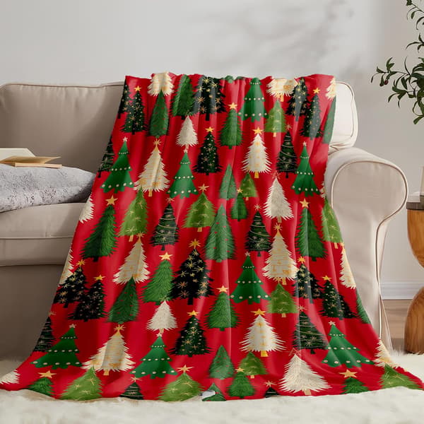 60 x 80 Julefleecepledd - Mykt og koselig flanellpledd til jul, festlig dekorativt pledd til sofa, seng og benk