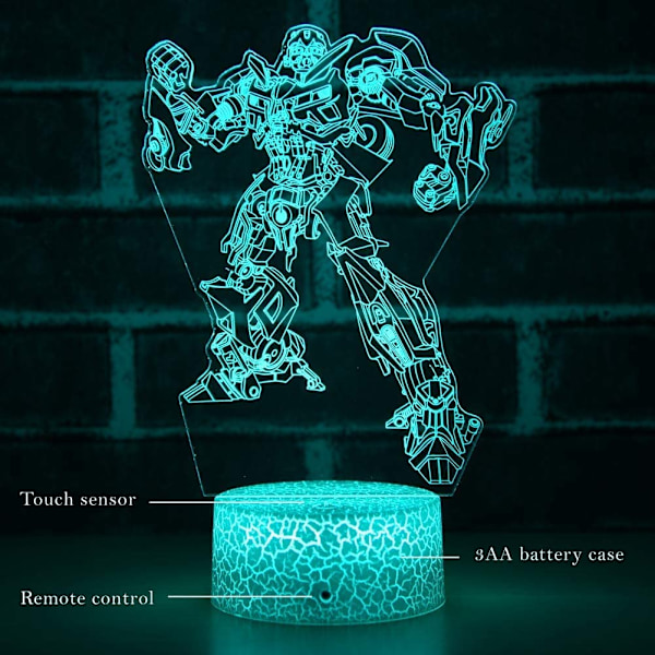 Transformers Bumblebee Robot Lysende Camaro Racerbil Nattlys Sidebordlampe som Gave til Barn eller Voksne, Dekorativt Lys til Barnerom/Stue