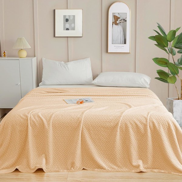 Fleece-peitto sohvalle, pehmeä flanellipeitto, kevyet sumeat peitot vuodesohvaan toimistoon cream 130*150 CM