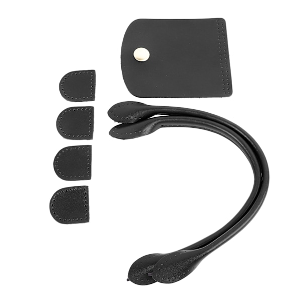 Læder Pung Rem DIY Fashionable Håndtaske Håndtag med Flip Cover Lynlås Stopper til Pung Fremstilling Tilbehør Sort Overlæder